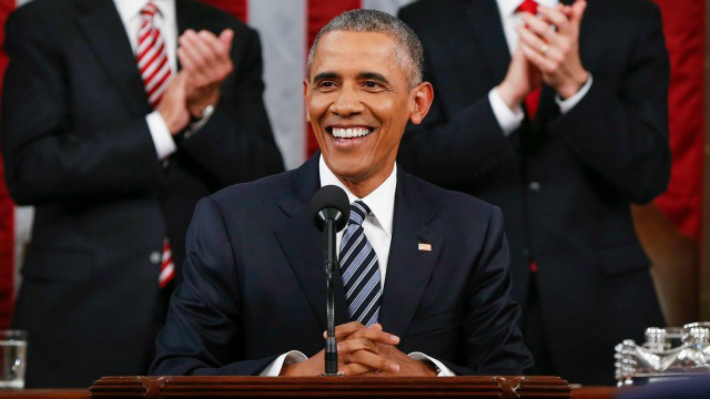 President Barack Obama delivers his State of the Union address before a joint session of Congress on Capitol Hill January 12, 2016, in Washington, D.C. In his final State of the Union, President Obama reflected on the past seven years in office and spoke on topics including climate change, gun control, immigration and income inequality. (Photo by Evan Vucci - Pool/Getty Images)