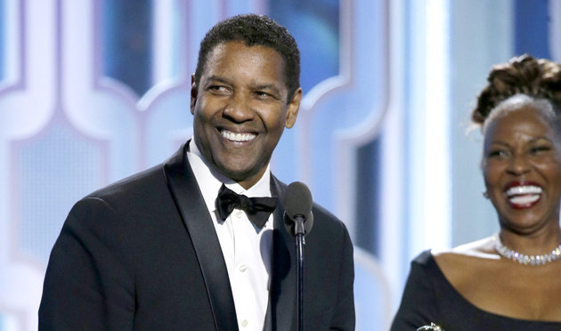 BEVERLY HILLS, CA - JANUARY 10: In this handout photo provided by NBCUniversal, Denzel Washington accepts with Cecil B. Demille Award during the 73rd Annual Golden Globe Awards at The Beverly Hilton Hotel on January 10, 2016 in Beverly Hills, California. (Photo by Paul Drinkwater/NBCUniversal via Getty Images)