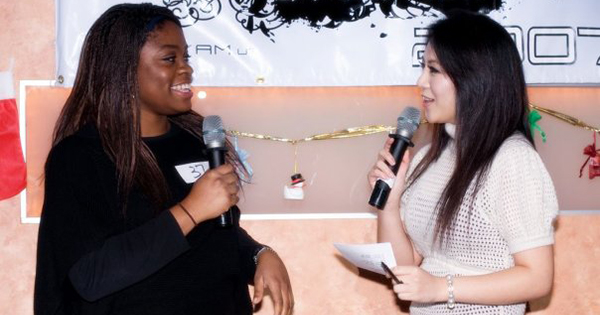 Lillian Okoye, an African-American entrepreneur, doing a live interview in China